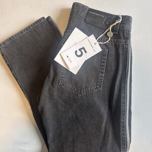 Department Five Women's SIZE 5 Denim Jean Washed Black Zipper Down Leg Straight